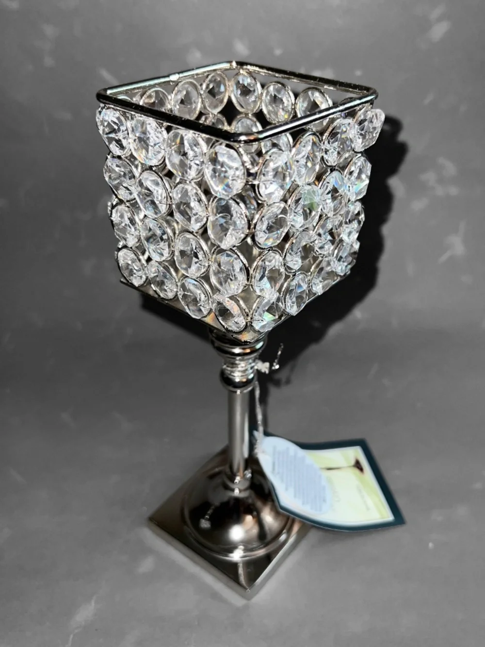 HomeTrendz 2 Square Crystal Pedestal Candle Holders